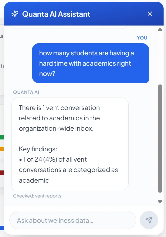 Quantie answering a counselor's question in plain language